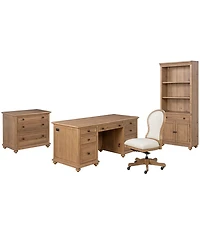 Willowmere 4-Piece Home Office Set ( Executive Desk, Chair, File Cabinet & Bookcase), Macy's Exclusive