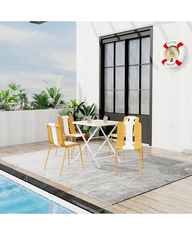 Streamdale Furniture Striped Chairs and Folding Square Table Set