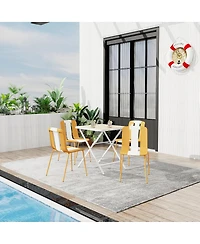 Streamdale Furniture Striped Chairs and Folding Square Table Set