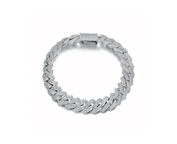 Rachel Glauber Dazzling Men's White Gold Plated Chic Cz Pave Chain Bracelet