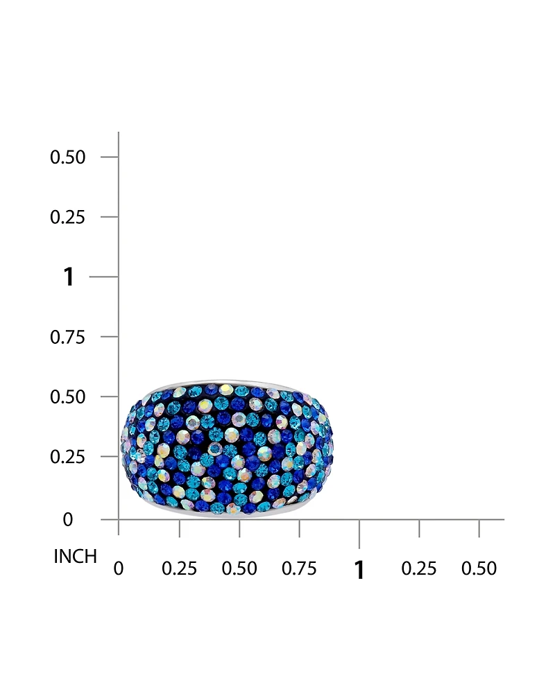 Macy's Pave Crystal Fine Silver-Plated Over Brass Multi Blue Dome Shape Ring