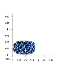 Macy's Pave Crystal Fine Silver-Plated Over Brass Multi Blue Dome Shape Ring