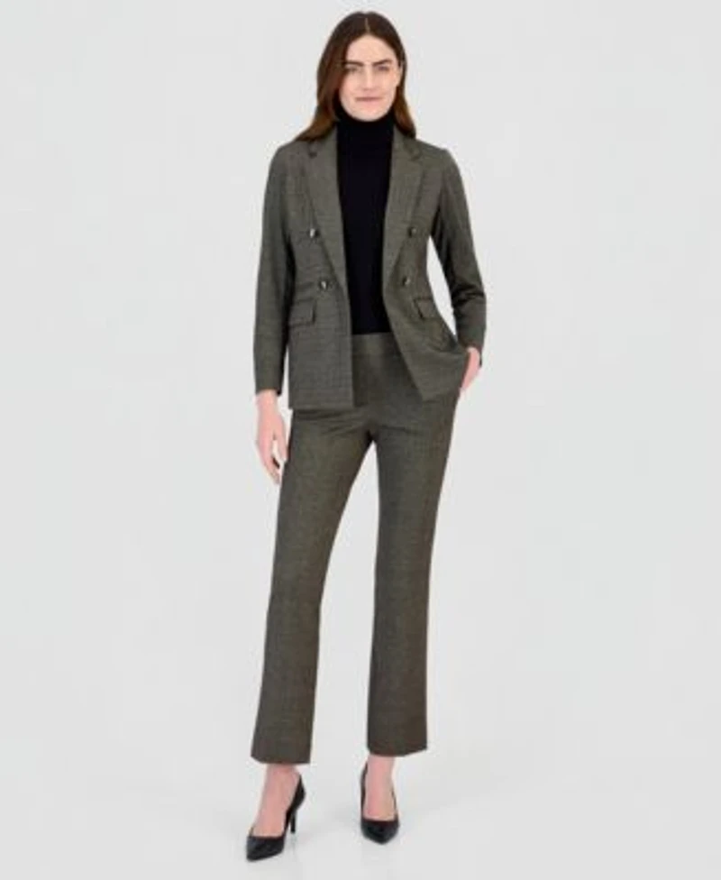 Anne Klein Faux Double Breasted Blazer Half Sleeve Top Pull On Pants