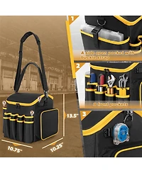 Xdovet Tool Bag Detachable Divider Shoulder Strap Heavy Duty Tote Multiple Pockets