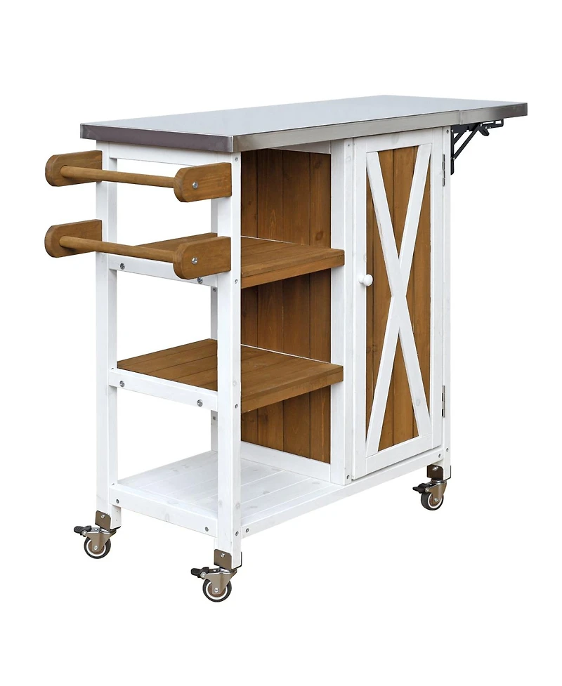 Streamdale Furniture Foldable Outdoor Kitchen Island With Storage, Prep Station, And Lockable Wheels