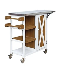 Streamdale Furniture Foldable Outdoor Kitchen Island With Storage, Prep Station, And Lockable Wheels