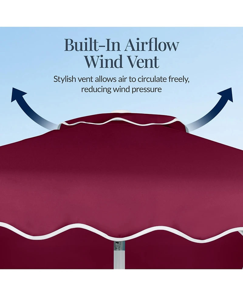 Best Choice Products 7.5feet Patio Market Umbrella with Wavy Trim, Fade-Resistant, Crank and Tilt
