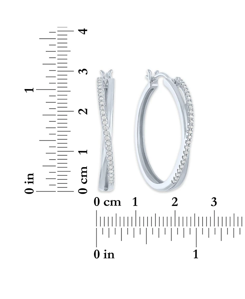 Diamond Crossover Hoop Earrings (1/4 ct. t.w.) in Sterling Silver