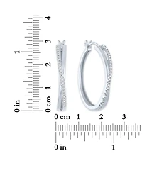Diamond Crossover Hoop Earrings (1/4 ct. t.w.) in Sterling Silver