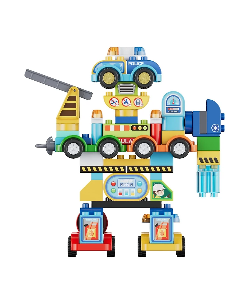 Contixo TF1 2-in-1 Transforming Robot Building Set, 93-Piece Vehicle Construction Toy with City Scene Playset for Kids Ages 3+