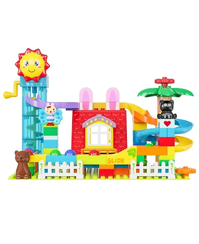 Contixo MK1 Marble Track Building Set, 118-Piece Stem Toy with Elevator Lift, Rabbit House Scene and Multi-Lane Marble Run, Ages 3+