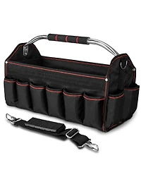Xdovet Foldable Tool Tote Open Top Removable Divider 23-Pockets Padded Handle Hard Base