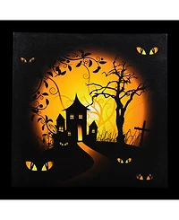 Led Lighted Spooky House Halloween Canvas Wall Art, 19.75" x 19.75"
