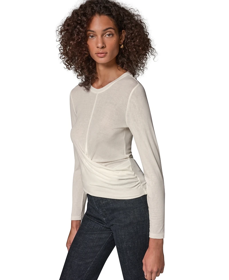 Donna Karan Weekend Women's Long-Sleeve Drape Front Top