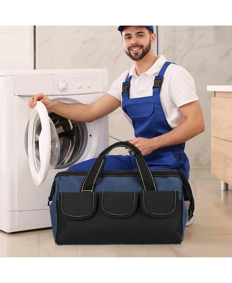 Xdovet Tool Bag Waterproof Hard Bottom Heavy Duty Tote Electrician Carpenter Mechanic