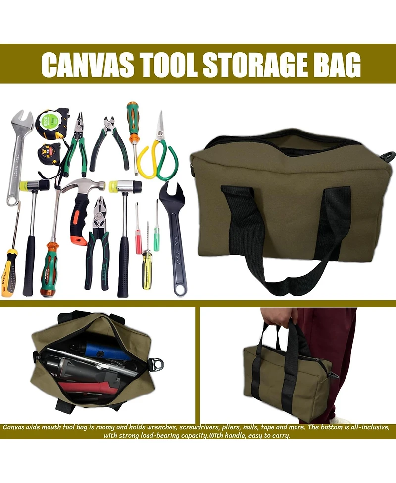 Xdovet Tool Bag Heavy Duty Canvas Organizer Tote For Wrenches Pliers