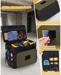 Xdovet 2 Layers Tool Bag With Window Removable Cases Heavy Duty Tote Molle Webbing Detachable Shoulder