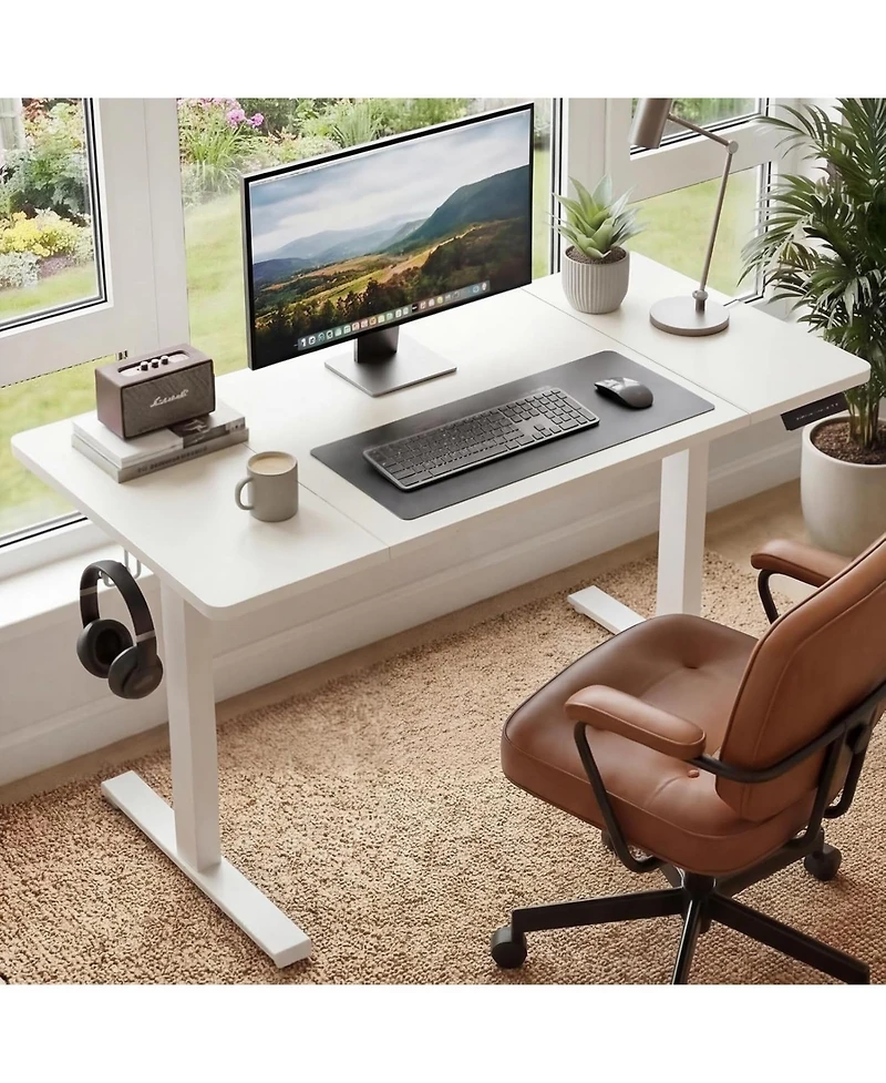 homfan Electric Standing Desk with Splice Board, 2 Hooks and 3 Memory Presets