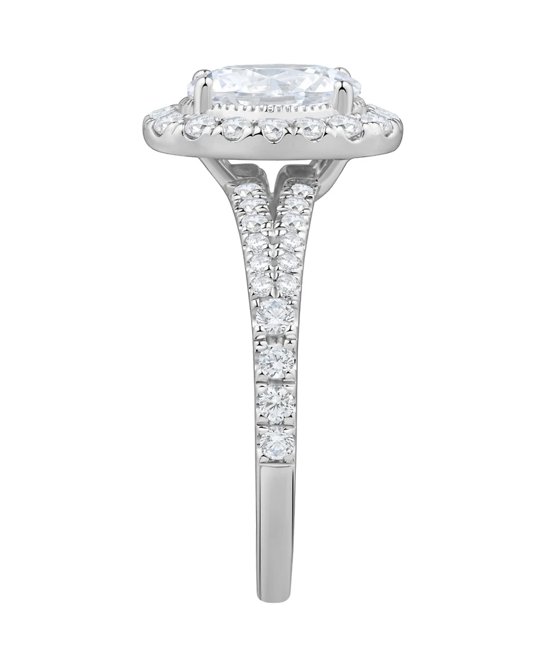 Igi Certified Lab-Grown Diamond Halo Ring (1-1/2 ct. t.w.) in 14k White Gold