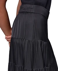 Donna Karan Weekend Women's Satin Midi Tiered Skirt