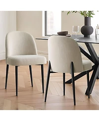 Maison Boucle Modern Upholstered Dining Chair, Kitchen Linen-Blend Upholstery, Comfy Curved Back, Thick Seat Cushion, Metal Legs