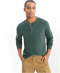 Lands' End Men's Big and Tall Super-t Long Sleeve Henley T-Shirt