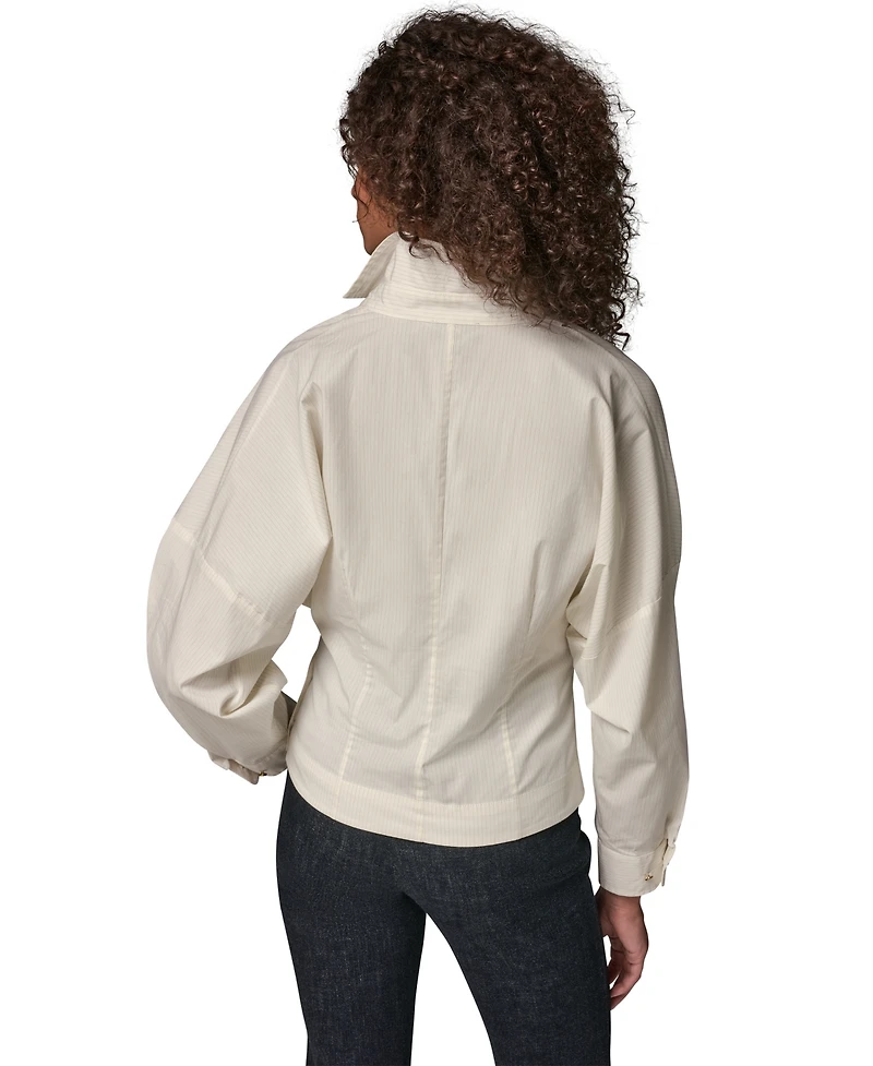 Donna Karan Weekend Women's Pinstripe Poplin Long-Sleeve Blouse