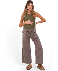 Pinkblush Women's Mocha Mineral Wash Wide Leg Ankle Pants