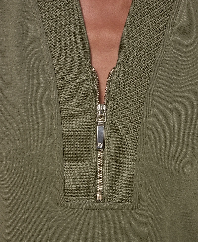 Donna Karan Weekend Women's Half-Zip V-Neck Top