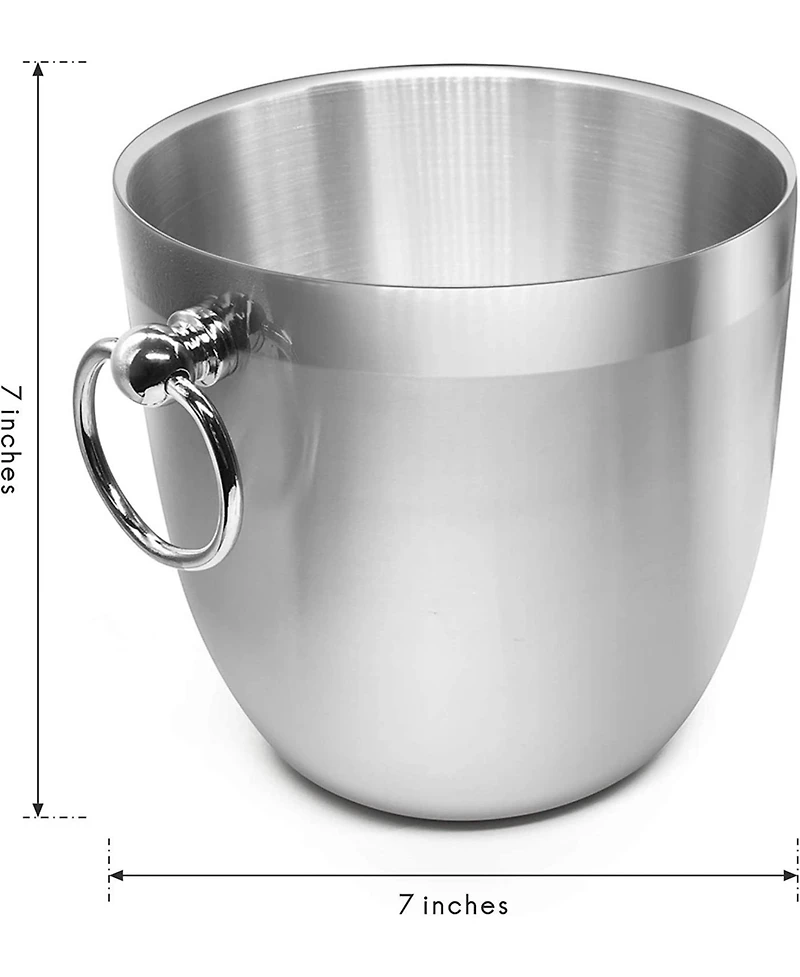 Mega Casa Megacasa 2.8 Liter Insulated Stainless Steel Ice Bucket with Ice Tongs and Lid