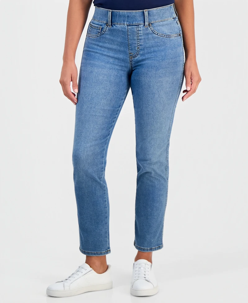 Style & Co Petite High-Rise Straight-Leg Shaping Jeans, Macy's Exclusive