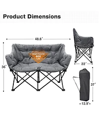Piscifun Heavy Duty 2 Person Portable Camping Chair Oversized Padded Outdoor Folding Seat