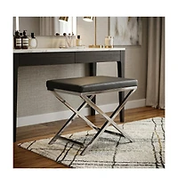 HomeRoots 21" Faux Leather Vanity Chair