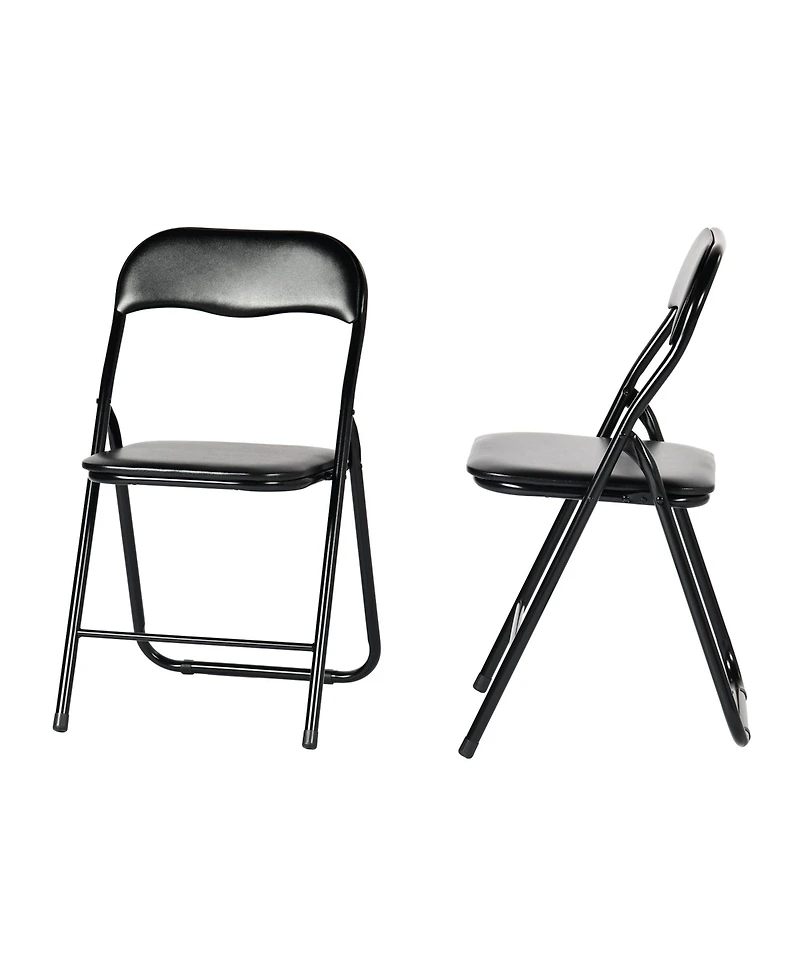 HomeRoots Set of Two Faux Leather and Steel Folding Chairs