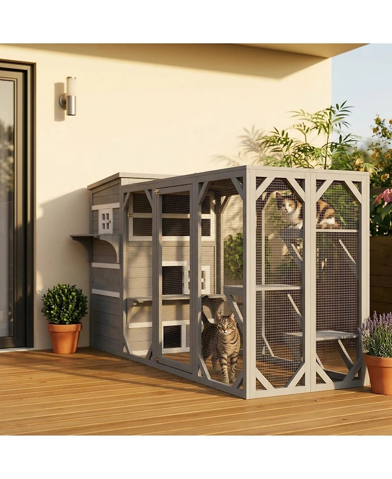Ruie Outdoor Cat House 3-Tier Kitty Shelter with 5 Escape Doors