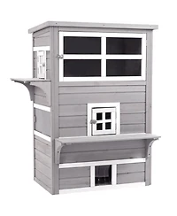 Ruie Outdoor Cat House 3-Tier Kitty Shelter with 5 Escape Doors