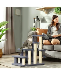Ruie 4-Level Cat Steps with Sisal Scratching Posts for High Beds