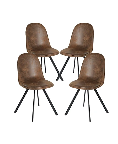 HomeRoots Set of Four Upholstered Suede Dining Side Chairs