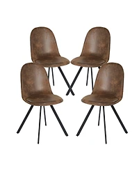 HomeRoots Set of Four Upholstered Suede Dining Side Chairs