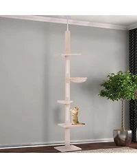 Ruie 102 Inch Adjustable Floor to Ceiling Cat Tree 5-Level Tower with Hammock