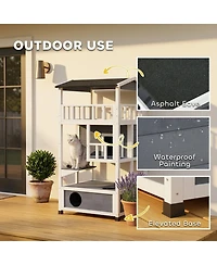 Ruie Wooden Outdoor Cat House Feral Shelter Condo with Asphalt Roof