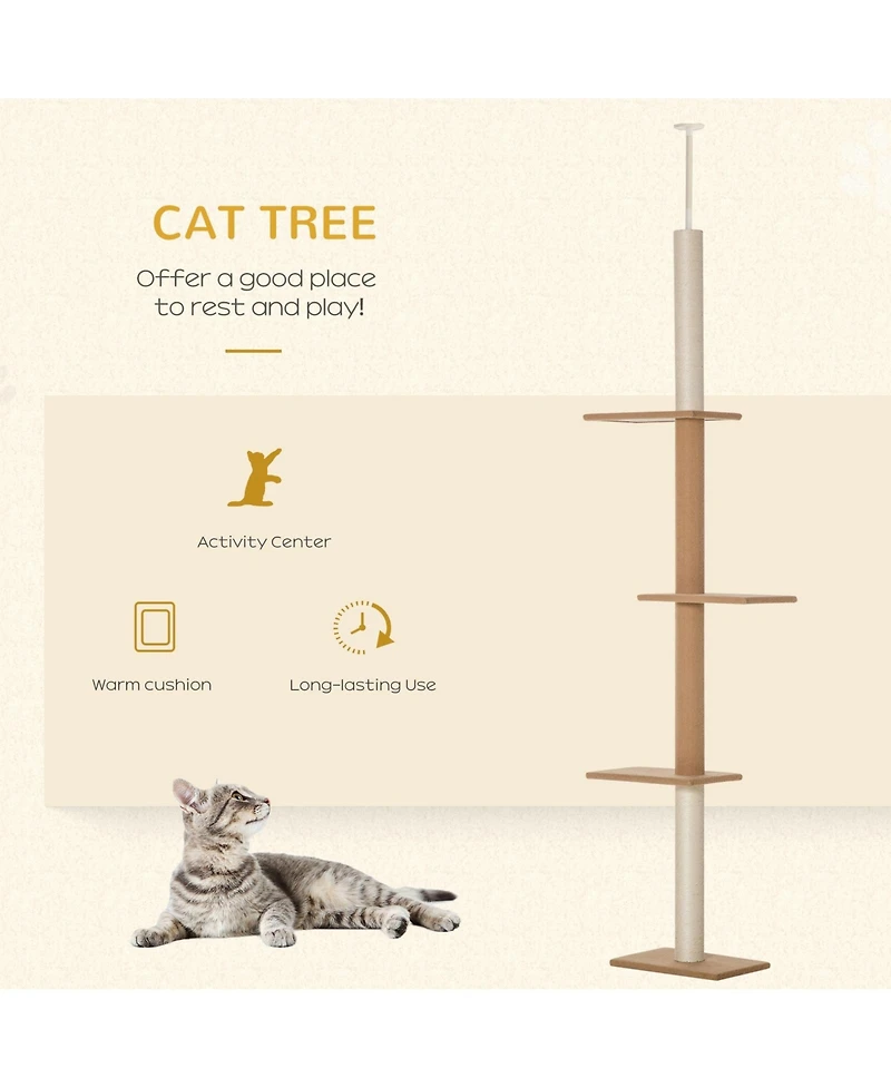 Ruie Floor to Ceiling Cat Tree Climbing Tower with Sisal Scratching Posts
