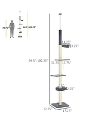 Ruie Floor to Ceiling 5-Tier Cat Tree Tower with Hammock and Cozy Bed