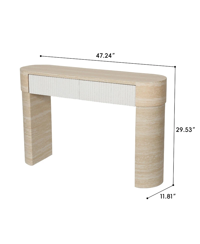 Clihome Modern Mdf Console Table, 63 Inch Rectangular Entryway Table with 2 Hidden Handle Drawers