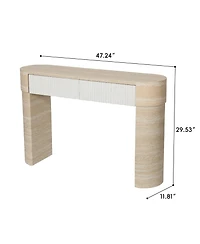 Clihome Modern Mdf Console Table, 63 Inch Rectangular Entryway Table with 2 Hidden Handle Drawers