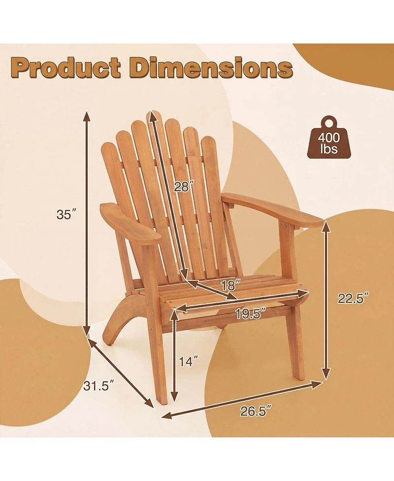 Gymax 4 Piece Stackable Adirondack Chairs with Slatted Backrests and Seats Built-in Armrests