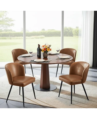 Sailvan Dining Chairs Upholstered Kitchen with Faux Leather Cushion Seat and Metal Legs, Mid Century Modern Room Chair