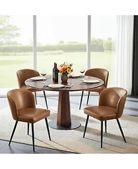 Sailvan Dining Chairs Upholstered Kitchen with Faux Leather Cushion Seat and Metal Legs, Mid Century Modern Room Chair