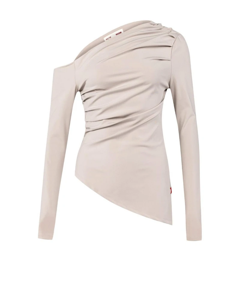 Pcfg Women's Draped Long-Sleeve Polyester-Blend Top