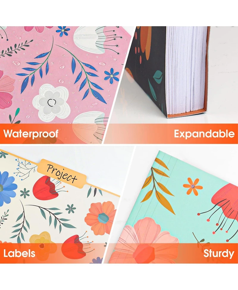 Decorative File Folders Floral Letter Size 84 Pack Tabbed Office School